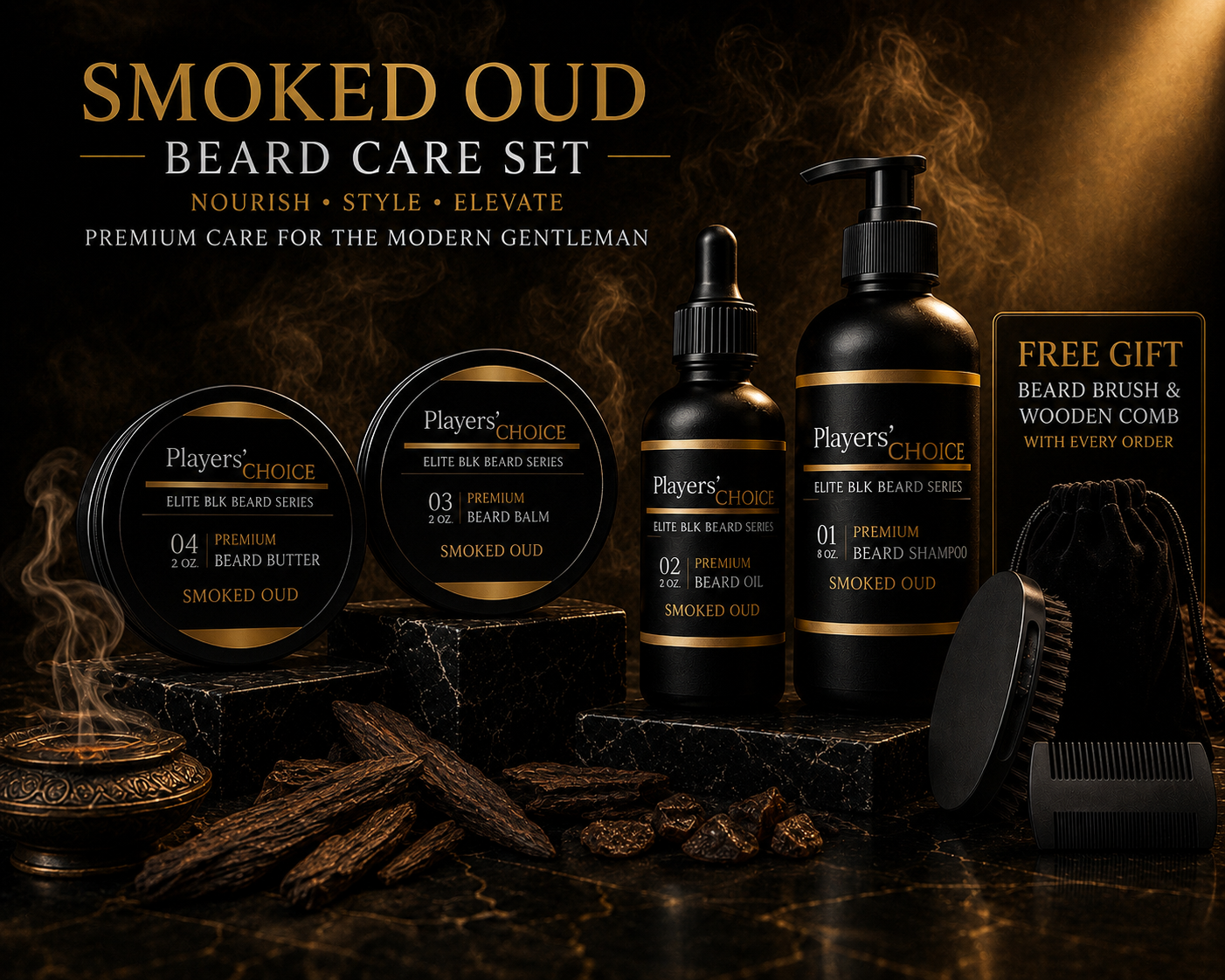 Smoked Oud Complete Grooming Kit